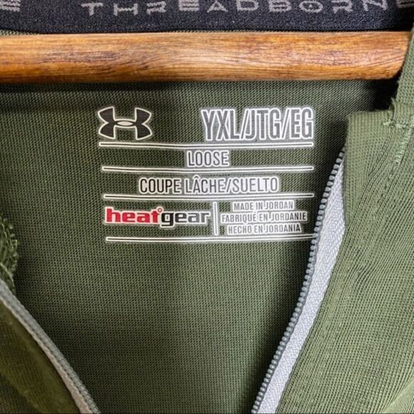 Under Armour Green Gray 1/4 Zip Hoodie YXL - Picture 3 of 5